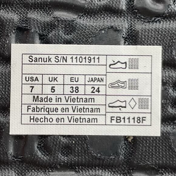 Sanuk Furreal Classic Chill Fuzzy Flip Flops Womens Size 7 Black Sandals Thong - Picture 8 of 9